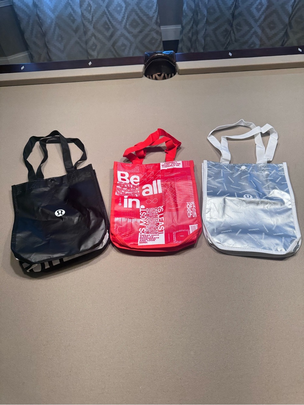 lululemon athletica Black, Red & Silver Reusable Totes